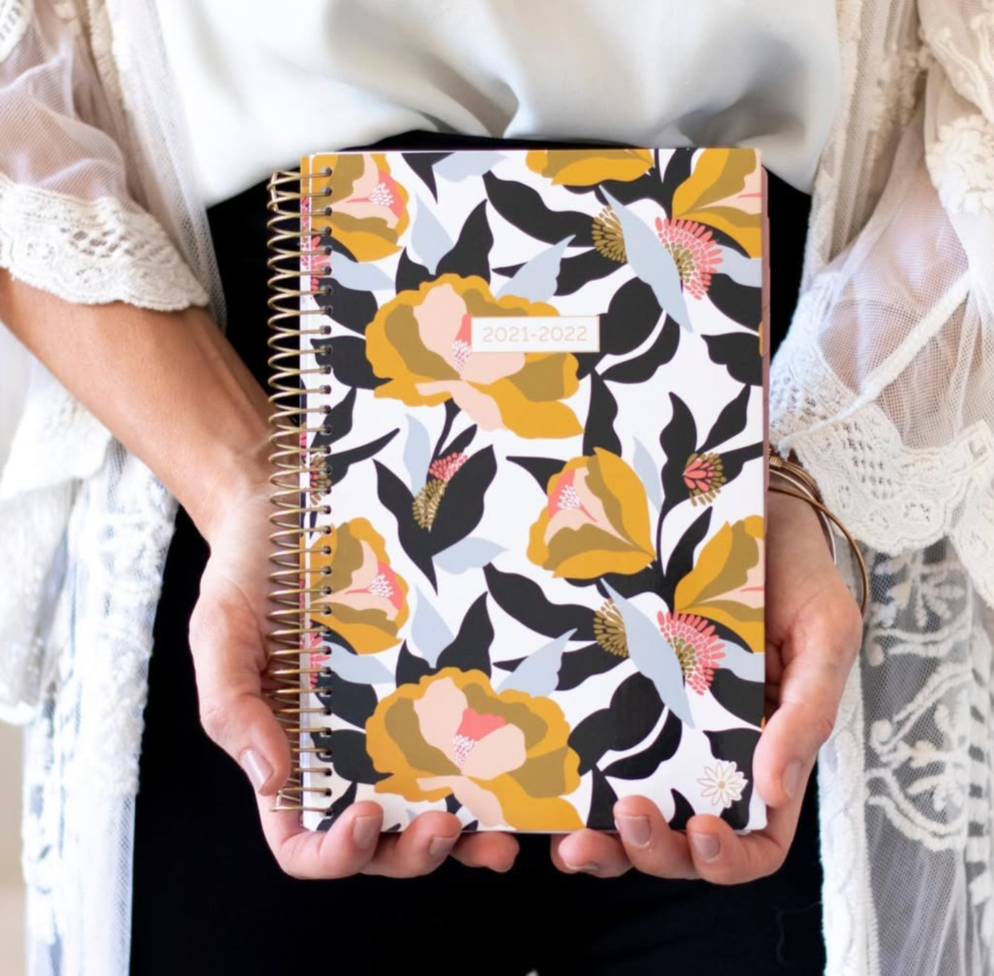 Bloom Daily Planners collaboration – floral planner cover featuring Rachelle Holowko artwork