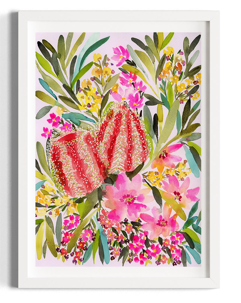 Tropical Banksia Watercolour Print