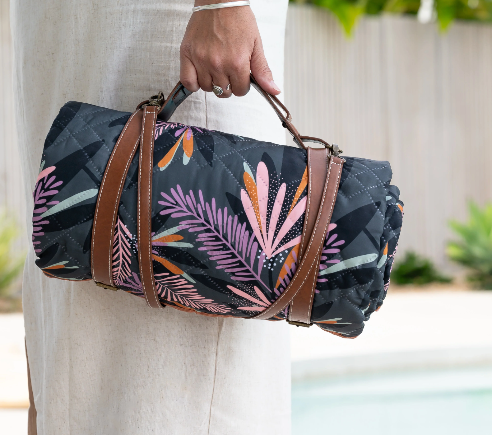 Pik Nik Australia collaboration – outdoor picnic rug with Rachelle Holowko's bold floral pattern